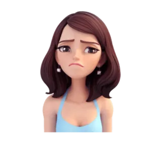 🙁 mujer, dibujos animados, triste, decepcionado/a, 3D telegram sticker