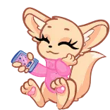 🎶 สุนัขจิ้งจอก, การ์ตูน, สัตว์, เฟนเนกฟอกซ์, น่ารัก, สีชมพู telegram sticker