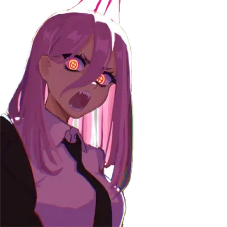 😅 Power Chainsaw Man Аниме, Манга, Дьявол, Злой, Розовые волосы, Персонаж telegram sticker