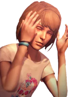 😓 Max Caulfield Life is Strange Max Caulfield, Life is Strange, video game, emosional, karakter, perjalanan waktu, sakit kepala whatsapp sticker