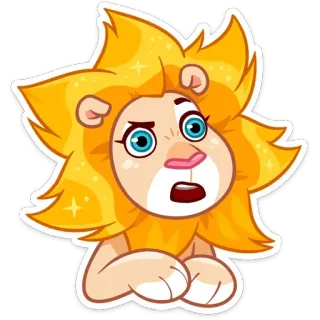 🤨 สิงโต, สัตว์, การ์ตูน, น่ารัก, สติกเกอร์ telegram sticker