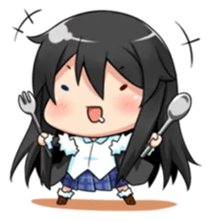 🍴 anime, character, chibi, fork, spoon, cute telegram sticker