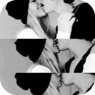 💋 baiser, couple, amour, romance, noir et blanc whatsapp sticker