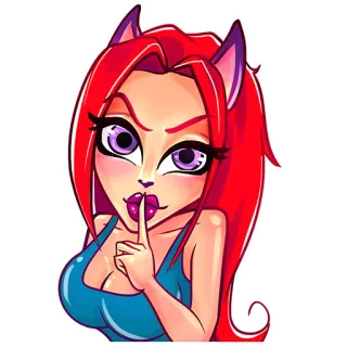 😶 Cartoon, Katzenmädchen, Pssst, Geheimnis, Stille telegram sticker