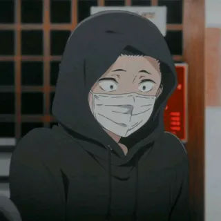 😐 Anime, Personaje, Sudadera con capucha, Máscara, Asiático, Persona telegram sticker