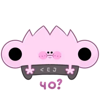 😐 40? cartoon, pink, character, question, cute telegram sticker