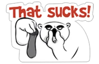 😖 That sucks! orso polare, cartone animato, divertente, espressione, che schifo, disgusto telegram sticker