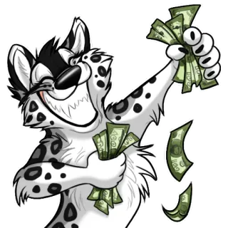 💸 dinheiro, grana, dólares, antropomórfico, furry, riqueza, sucesso telegram sticker