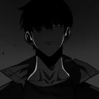 ⚓️ anime, manga, character, silhouette, monochrome, dark telegram sticker