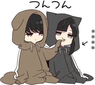 🧁 つんつん Anime, Tsundere, Chien, Chat, Sweat à capuche, Mignon telegram sticker