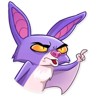 😡 летучая мышь, мультфильм, животное, фиолетовый, смешной, наклейка telegram sticker