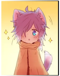 😲 милый, аниме, каваий, волк, манга, мультфильм, иллюстрация telegram sticker