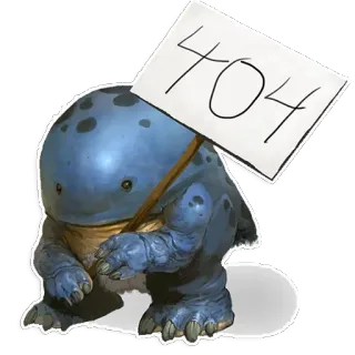 😕 404 404, error, criatura azul, señal telegram sticker