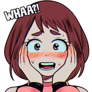 😳 Ochaco Uraraka My Hero Academia WHAA?! Anime, Dibujos animados, Impactado, Sorprendido, Expresión, Ochaco Uraraka, My Hero Academia telegram sticker