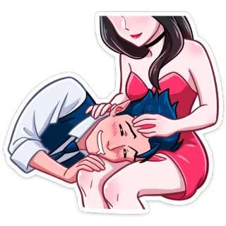 😴 dibujos animados, mujer, hombre, amor, pareja, relación telegram sticker