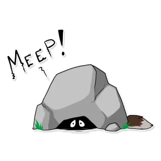 😌 MEEP! cartoon, rock, eyes, hidden, meep, animal telegram sticker