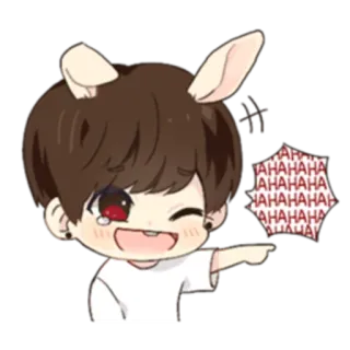 😂 AHAHAHAHAHAHAHA orejas de conejo, risa, dibujos animados, lindo, gracioso telegram sticker
