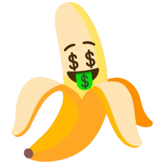 🤑 กล้วย, เงิน, ผลไม้, สัญลักษณ์ดอลลาร์, อีโมจิ telegram sticker