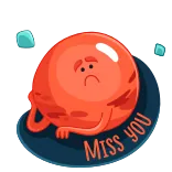 😔 MISS YOU ich vermisse dich, traurig, orange, planet, cartoon, niedlich, emotion telegram sticker