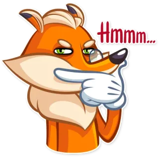 🤔 Hmmm... fox, thinking, pondering, hmm, animal, cartoon, curious telegram sticker