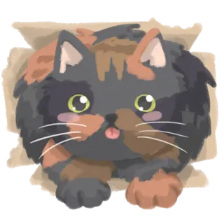 😛 gatto, calico, carino, gattino, animale, animale domestico, cartone animato telegram sticker