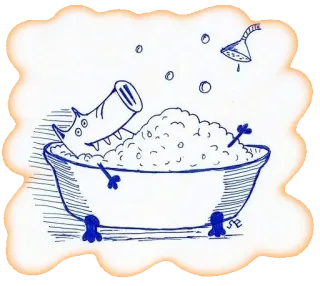 🛀 cachorro, banho, bolhas, desenho animado, animal, chuveiro, fofo telegram sticker