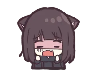 😱 Anime, Gadis kucing, Sedih, Menangis, Kawaii, Stiker telegram sticker