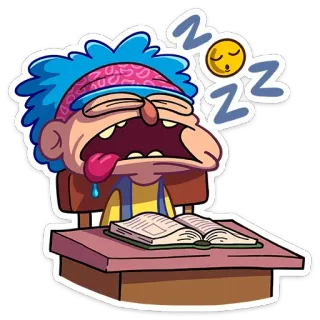 😴 ZZZ dormir, fatigué, épuisé, livre, étudiant, zzz, dessin animé telegram sticker