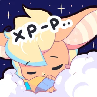 😴 XP-P.. dormilón, lindo, animal, nubes, dibujos animados, estrellas, sueño, hora de dormir telegram sticker