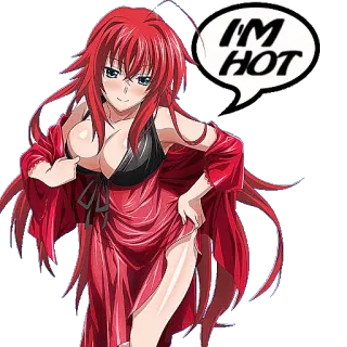 🔥 Rias Gremory High School DxD I'M HOT Anime, Cabelo ruivo, Ecchi, Fanservice telegram sticker