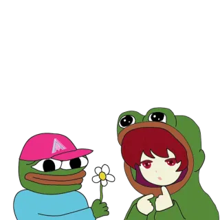 🌼 Pepe the frog, anime, cartoon, frog, flower, kawaii, internet meme telegram sticker