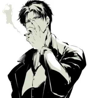 🚬 hombre, fumando, cigarrillo, anime, ilustración, chaqueta telegram sticker