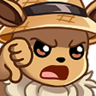 👎 Eevee, Pokémon, pulgar abajo, molesto, no me gusta telegram sticker