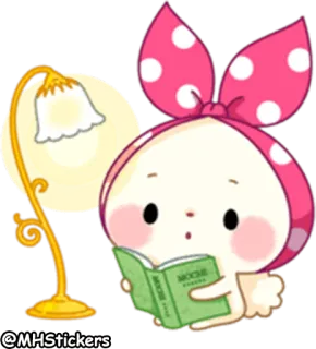 🤓 @MHStickers dibujos animados, lectura, lámpara, mono, pegatina whatsapp sticker
