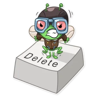 😶 Delete desenho animado, inseto, apagar, computador, teclado, piloto, adesivo telegram sticker