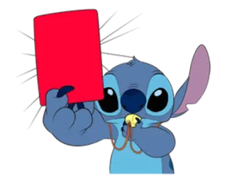 ✋ Stitch Стич, Дисней, мультфильм, анимация, красная карточка, свисток whatsapp sticker
