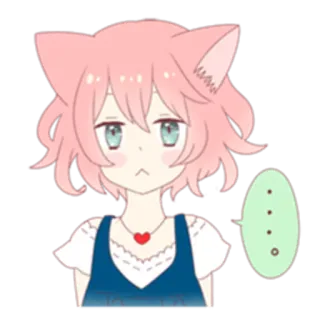 💬 ... gato, anime, rosa, menina, orelhas telegram sticker