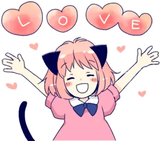 ❤️ LOVE desenho animado, anime, amor, corações, fofo, rosa, alegre telegram sticker