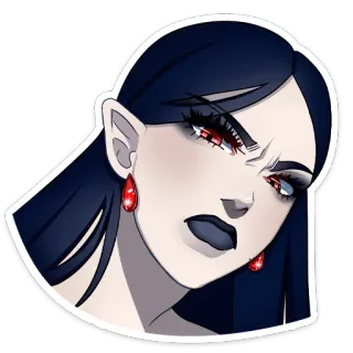 🤨 стикер, иллюстрация, женщина, вампир, фэнтези, персонаж whatsapp sticker