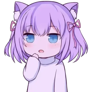 💗 anime, chibi, cartoon, cute, cat ears, purple hair telegram sticker