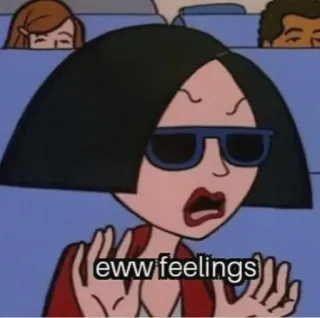 😎 Daria Morgendorffer Daria eww feelings ดาร์เรีย, ขยะแขยงความรู้สึก, ประชดประชัน, การ์ตูน, ยุค 90, MTV telegram sticker