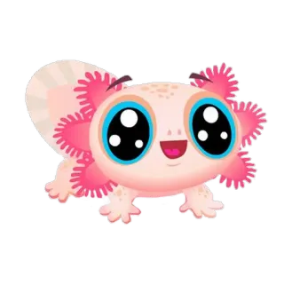 😃 อาฮกโซลอเติล, น่ารัก, สัตว์, การ์ตูน, สติกเกอร์ telegram sticker