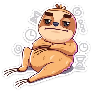 😐 leniwiec, kreskówka, leniwy, na luzie, zwierzę, śmieszne, naklejka telegram sticker