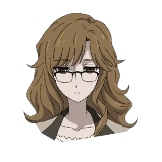 😶 аниме, женщина, персонаж, очки, каштановые волосы telegram sticker
