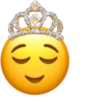 😌 Emoji, Prinzessin, Krone, Schläfrig, Gesicht, Gold telegram sticker