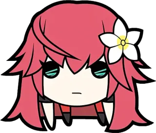 😐 naklejka, kreskówka, anime, chibi, postać, kwiat, rude włosy telegram sticker