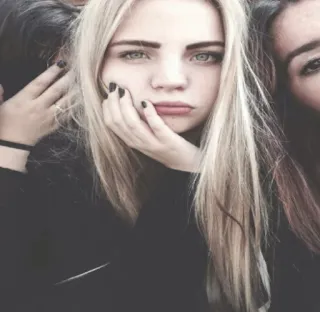 😒 portrait, woman, blonde hair, girl, female, person, selfie, face telegram sticker