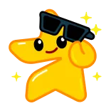 😎 별, 선글라스, 멋진, 노란색, 만화, 이모티콘, 반짝이, 캐릭터 telegram sticker