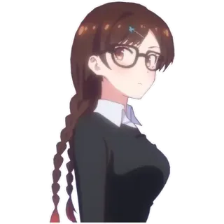 👼 anime, mujer, gafas, linda, dibujos animados telegram sticker