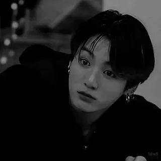 🐰 Jungkook kpop, chanteur, idole, musique, portrait, noir et blanc, jungkook telegram sticker